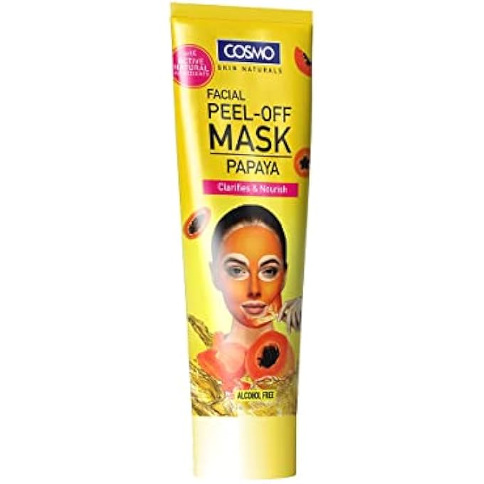 COSMO BATH & BODY WASHES FACIAL PEEL OFF MASK PAPAYA CLARIFIES & NOURISHES 75ML, ALCOHOL FREE, DEEP SKIN PURIFYING CLEANSING, REMOVE BLACKHEADS & WHITEHEADS, FACE, BODY, SKIN CARE - Image 1
